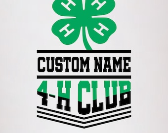 Custom 4H Club Name SVG PNG, Leaf Clover Silhouette (Digital Download)