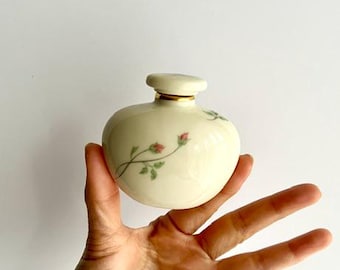 Vintage 1980s Lenox Rose Manor 2.5 x 2.5 Perfume Bottle with Hand-Decorated in 24 K Gold, Fine China - Please Read Below for More Details
