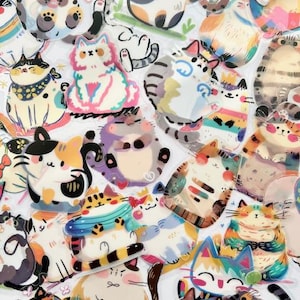 DESTASH Whimsical Cats Sticker Cute Mystery Stickers Bundle Waterproof Decal Stickers Pack of 10 or More for Journals Laptop Phone Case...