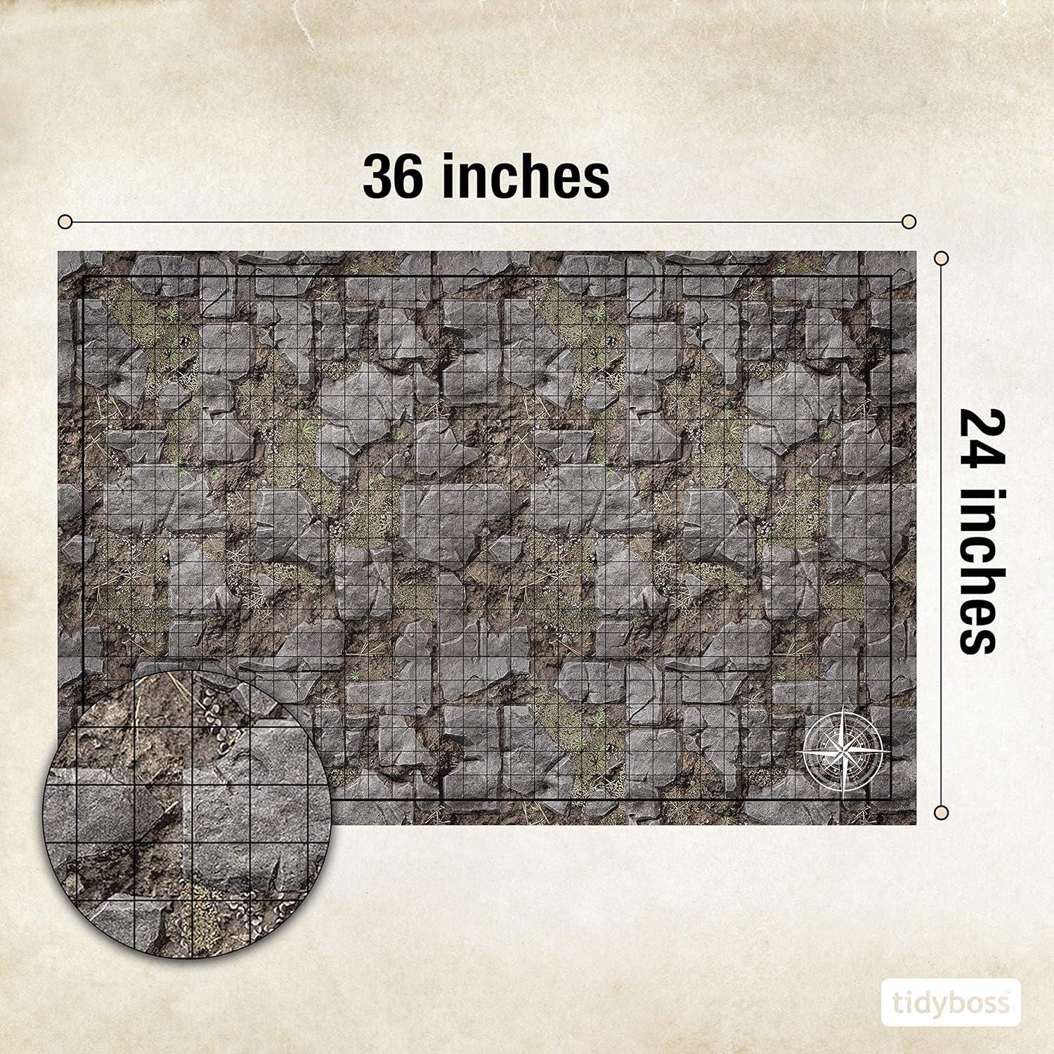Dungeons and Dragons Battle Game Mat | 24"x 36" Double Sided Game Grid ...