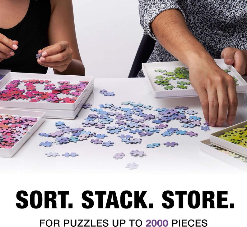 Sort Stack Puzzle 8 X White Stackable Puzzle Sorting Trays With Lid 8