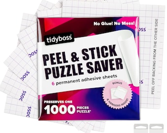Jigsaw Puzzle Glue Sheets 6 Pack | Puzzle Saver Sheets Preserve 1,000 Piece Puzzles up to 24" x 30" | 4 Adhesive Wall Hangers Included
