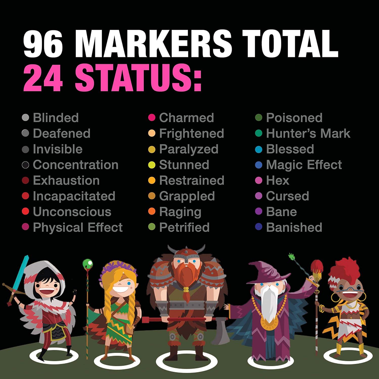 D&D Condition Markers | 96 Acrylic Status Rings for RPG Miniatures - Etsy