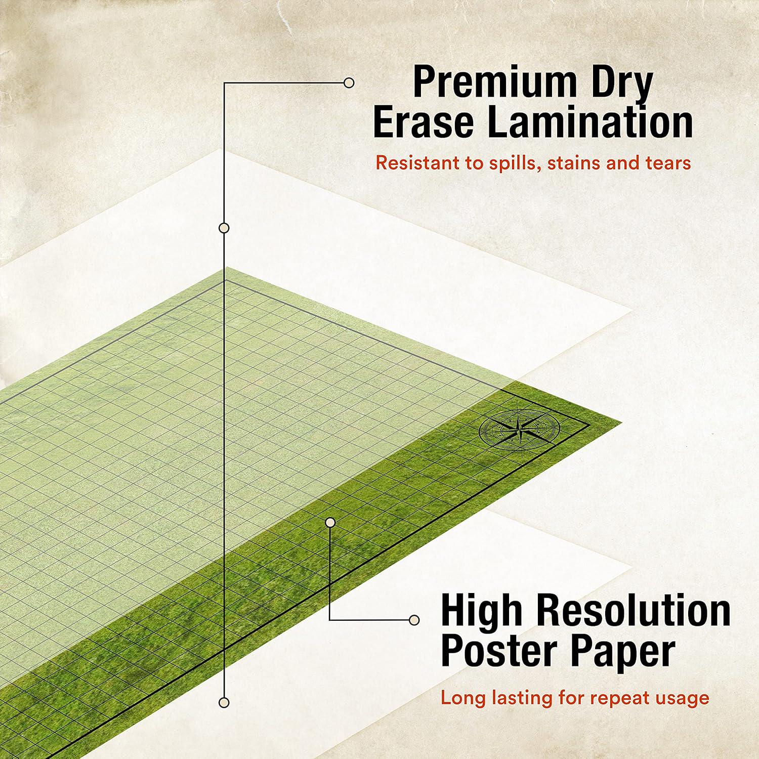 Dungeons and Dragons Battle Game Mat | 24"x 36" Double Sided Game Grid ...