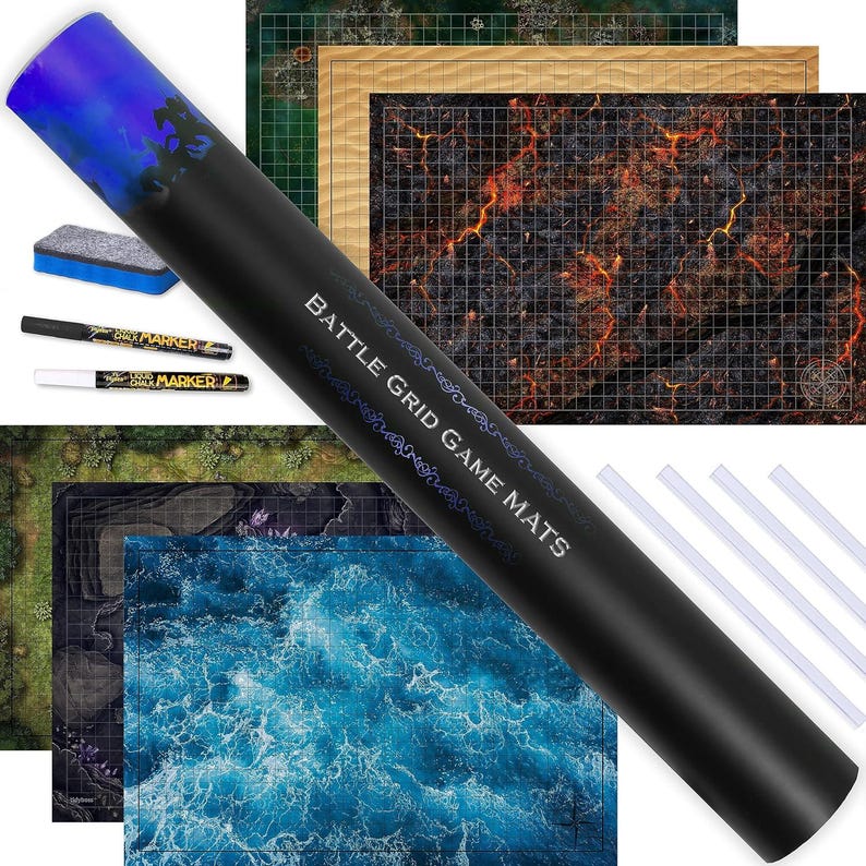 DND Expansion Pack | Double Sided 24" X 36" Game Grid Mat | 6 Terrains ...