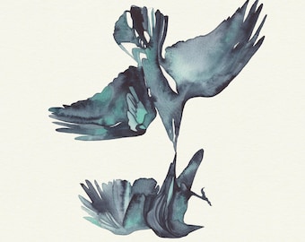 11 x 14 Ravens Play Fine Art Print