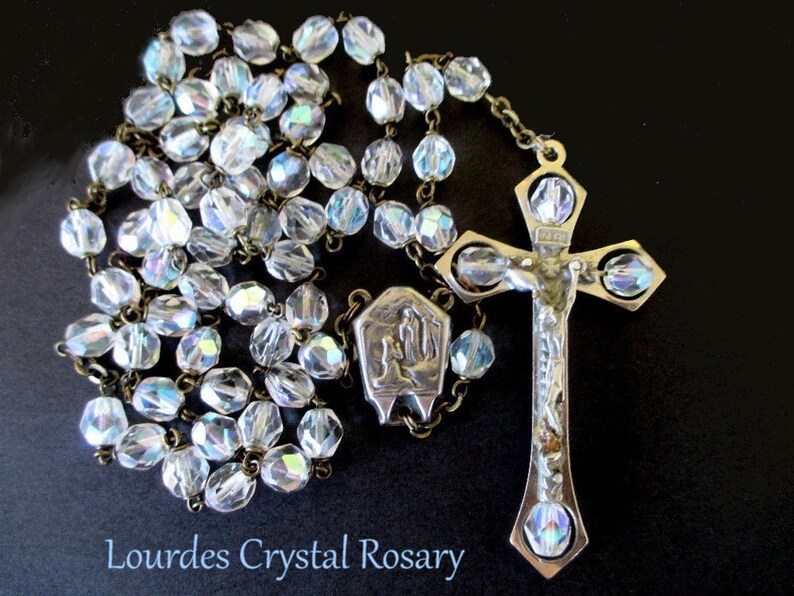 Red Crystal Lourdes Apparition Rosary Beads Catholic Rosaries From Lourdes