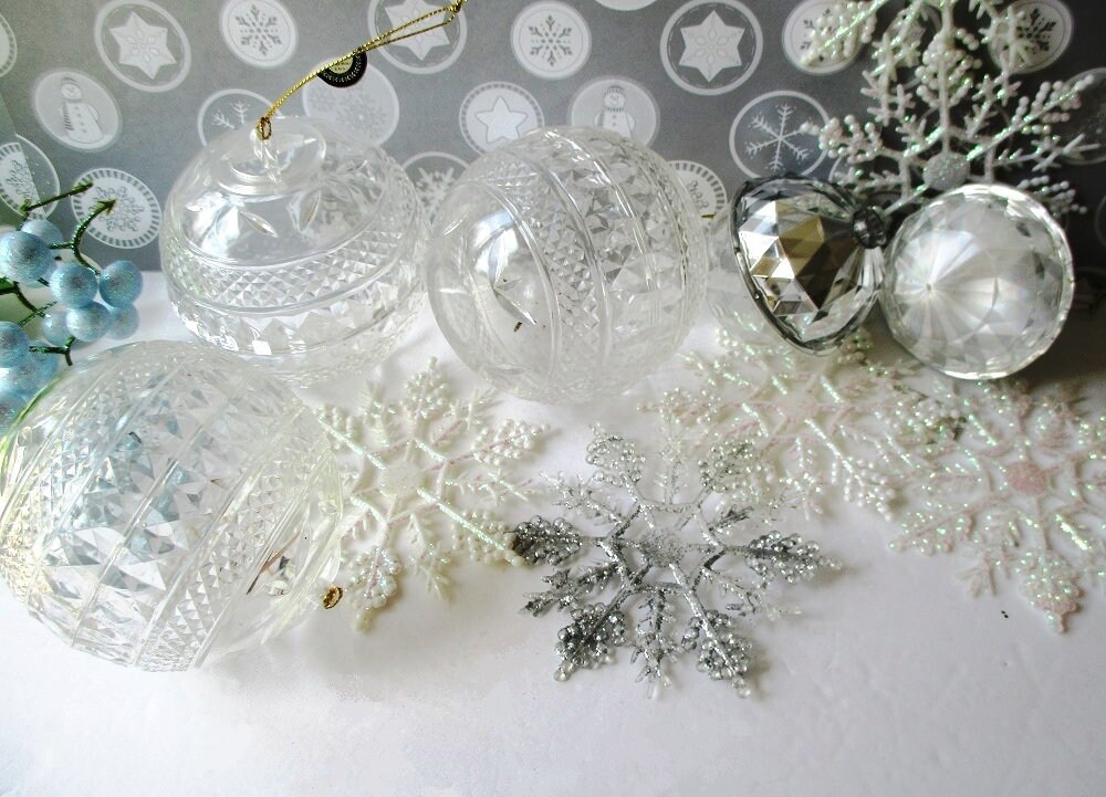 Clear Plastic Ornaments Cut Glass Design And Prism Design | Etsy