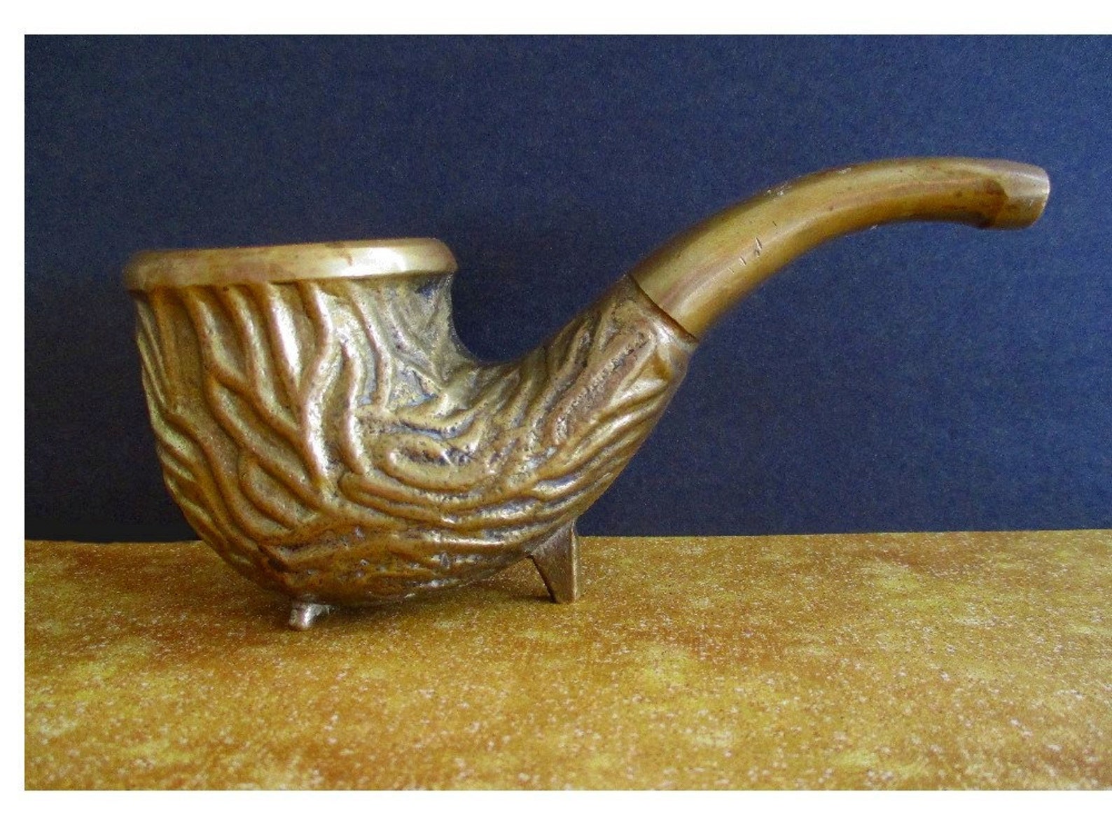 Brass Tobacco Pipe Vintage Pipe Sculpture Unique Collectible Etsy
