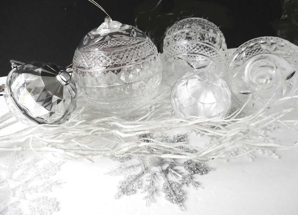 Clear Plastic Ornaments Cut Glass Design And Prism Design | Etsy