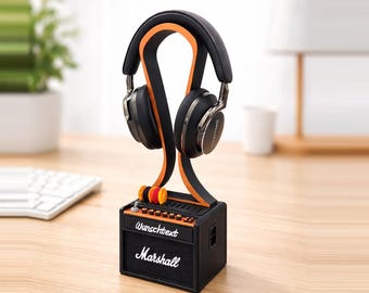 Porta plettro personalizzato con supporto per cuffie a forma di amplificatore – regalo per chitarristi, contenitore per plettri