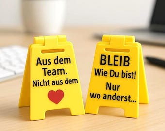 Farewell gift for colleagues: Funny office sign for saying goodbye to the team; Small thank you for the workplace (home office)
