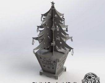 Árbol de Navidad de pie, Árbol de Noel, archivo de kit de montaje para corte láser (Descarga digital)
