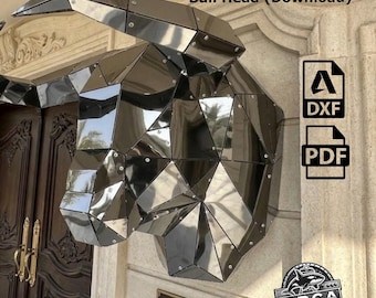 Archivo DXF de arte metálico de cabeza de toro, patrón de escultura sin soldadura (descarga digital)
