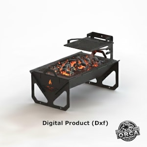 Collapsible Fire Pit Grill DXF File: Portable Camping BBQ
