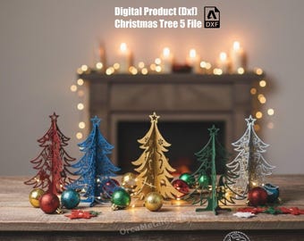Árbol de Navidad 3D cortado a láser, decoración navideña (descarga digital)