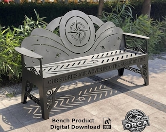 Archivos DXF para bancos de jardín, corte por plasma y láser, diseño decorativo para interiores de jardines, descarga digital.