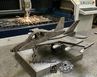 Rompecabezas 3D del avión de combate F/A-18 Hornet, archivo DXF cortado con láser (descarga digital)