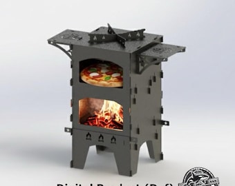 Archivo DXF de horno de pizza de leña: Pizza portátil, diseño para camping (descarga digital)