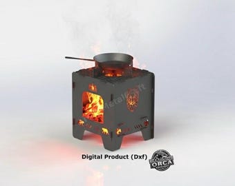 Portable Fire Pit BBQ Grill DXF Files: Laser Cut Garden Decor (Digital Product)
