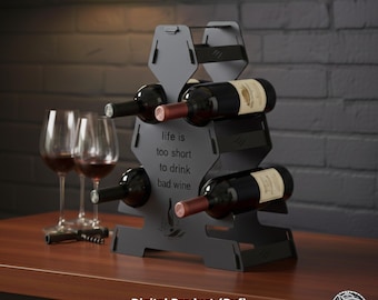Weinregal Digitale Dateien, dekorativer Laserschnitt, digitales Produkt, nur Montage