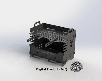 collapsible grill, fire pit, outdoor fire pit file, grill dxf files, bbq metal grill, portable dxf firepit, camping bbq, small fire pit dxf