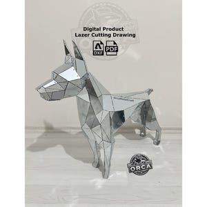 Doberman Laser Cut File: 3D Metal Dog Sculpture Pattern (PDF- DXF Instructions)