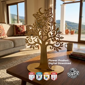 Butterfly Tree of Life DXF File for Laser Cut, Family Metal Art, Table Decor
