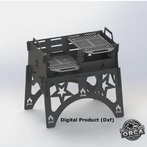collapsible grill, fire pit, outdoor fire pit file, grill dxf files, bbq metal grill, portable dxf firepit, camping bbq, small fire pit dxf