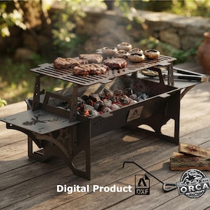Zusammenklappbarer Feuerstellengrill (DXF-Datei): Tragbarer Grill, Camping-Design (Digitaler Download)
