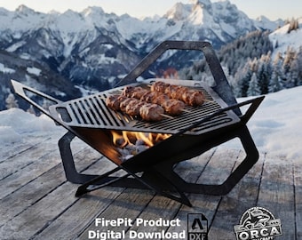 Parrilla plegable triangular para fogata (archivo DXF): Barbacoa portátil para camping (producto digital)