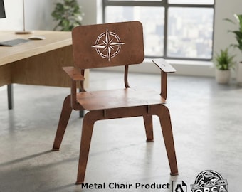 Silla metálica V2, archivo CNC DXF, vector de silla cortada con láser, diseño de muebles modernos, descarga digital.
