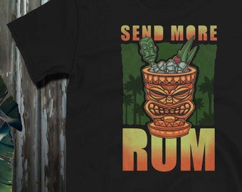 Maglietta Tiki Bar Maglietta "Send More Rum" Maglietta unisex a manica corta per bevande da cocktail