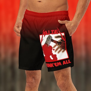 Mai Tai SwimTrunks &quot;Drink Em All&quot; Heavy Metal Tiki Bar Swim Suit Men&#39;s swimming shorts