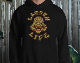 Lagoon Creature Moletom Preto Horror Monster Camisa "Lagoon Life" Moletom Unissex