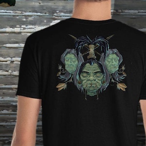 Shrunken Heads T-Shirt (Back Print), Traded Heads, Tiki Adventure Shirt Short-Sleeve Unisex T-Shirt