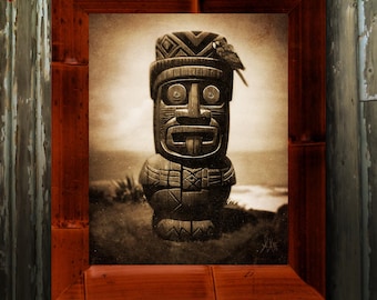 Juwel-Auge Beschützer Tiki Art Druck - 8x10 Vintage polynesische Wanddekoration - Retro Tiki Bar Poster von AlbinoAlligator
