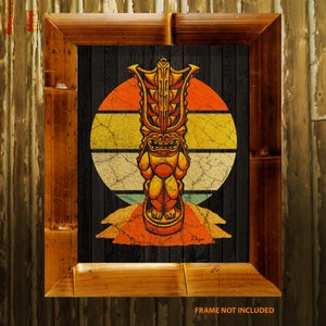 Mighty Lono Tiki God Art Print – 8x10 Vintage Hawaiian Bar Decor – Retro Polynesian Wall Art for Tiki Lounge or Home Bar