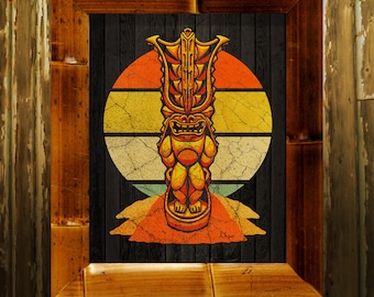 Mächtiger Lono Tiki Gott Kunstdruck – 20x30x10 Vintage Hawaiianisches Bar Dekor – Polynesische Retro Wandkunst für Tiki Lounge oder Hausbar
