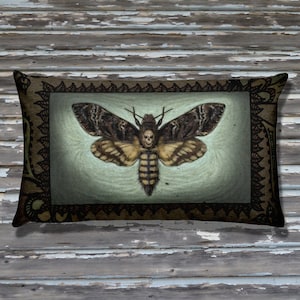 Death Head Moth Rectangular Pillow / Skull Moth / Death's-head Hawkmoth /  Acherontia / Silence of the Lambs / Death's Head Hawkmoth / 20X12