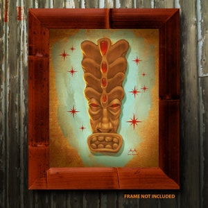 Mid Century Modern Tiki Starburst Art Print – 8x10 Retro Polynesian Wall Decor – Atomic Era Tiki Bar Poster by AlbinoAlligator