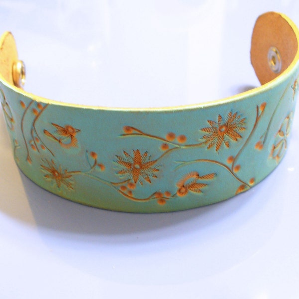 Birds Abound -  Cute Leather Cuff