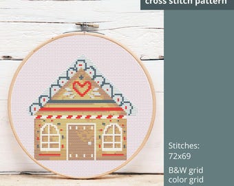 Gingerbread House Cross Stitch Pattern: Christmas Holiday Design (PDF)