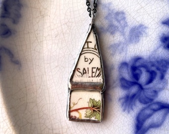 Broken China Jewelry, Broken China Necklace, Home Sweet Home House Pendant, antique broken china jewelry, Dishfunctional Designs