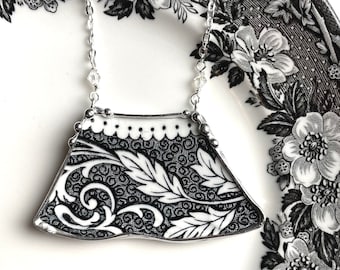 Art Jewelry Broken China Jewelry, English Transferware, mixed metal statement necklace Laura Beth Love, Dishfunctional Designs