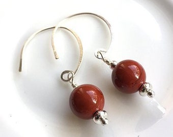 Beautiful Natural Red Jasper Earrings beautiful beads sterling drop earrings silver wires beads Dishfunctional Designs