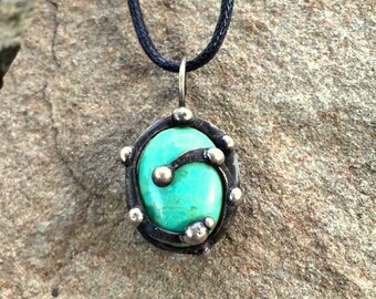 Alchemic Ocean Wave mixed metal pendant necklace turquoise howlite stone - Laura Beth Love, Dishfunctional Designs
