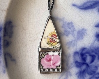 Broken China Jewelry, Broken China Necklace, Home Sweet Home House Pendant, antique broken china jewelry, Dishfunctional Designs