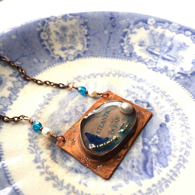 Atlantic Ocean Art Jewelry Necklace Handmade Pearls Etsy