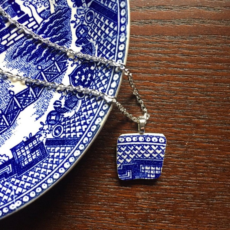 Blue Willow Jewelry. Broken China Jewelry. China Pendant Etsy